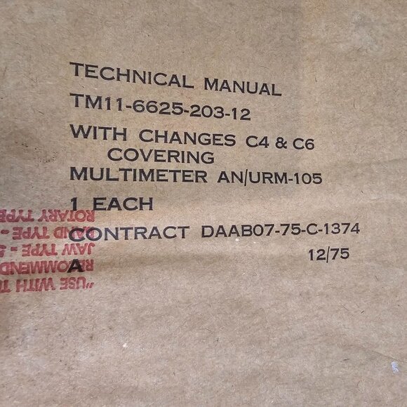 TM 11-6625-203-12. Operation Maintenance of Multimeter AN/URM-105 Sealed Package - Picture 2 of 7